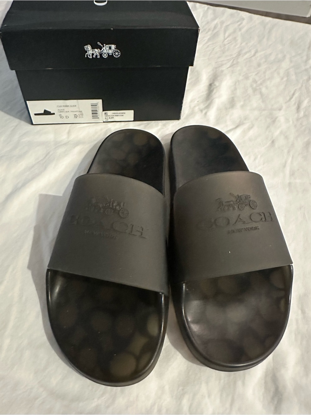 Coach Black Men’s Embossed Logo Slide Sandals
